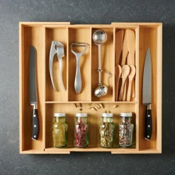 Paniers Tiroirs^CASA BAMBOO Organisateur Tiroir Escamotable Naturel