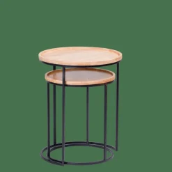 Tables D'Appoint^CASA GOM Tables D'appoint Set De 2 Noir, Naturel