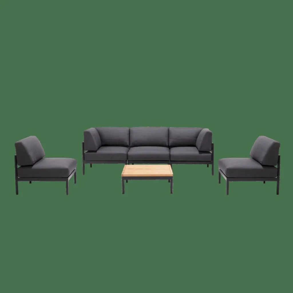 Salon De Jardin^CASA HANNA Lounge Teck Fauteuil Noir