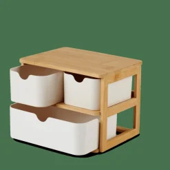 Accessoires Bureau^CASA KONDO Organisateur 3 Tiroirs Blanc, Naturel
