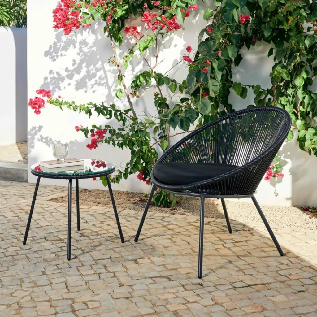 Fauteuils De Jardin|Salon De Jardin^CASA PAPAYO & ACAPULCO Ensemble De Salon Noir