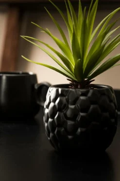 Plantes Artificielles^CASA PINA Plante D'ananas En Pot Noir