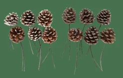 Automne^CASA PINECONE Pommes De Pin Set De 6 2 Couleurs Blanc, Argent