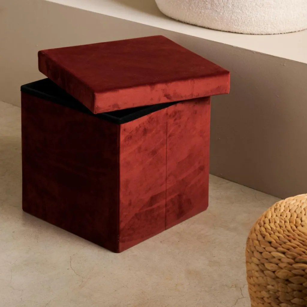 Kids|Poufs De Rangement^CASA STOR Pouf Pliable Avec Rangement Bordeaux