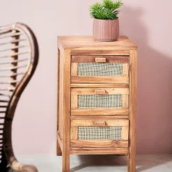 Commodes^CASA TECK Armoire à 3 Tiroirs Naturel