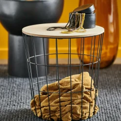 Paniers En Fil|Tables D'Appoint^CASA WIRE Table D'appoint Noir, Naturel