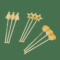 Cocktail Accessoires^CASA X-MAS Bâtonnets à Cocktail Set De 12 Mélange De 3 Formes Doré, Transparent